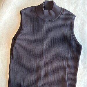 Marc New York Andrew Marc Black Ribbed Sleeveless Sweater Mock Turtleneck